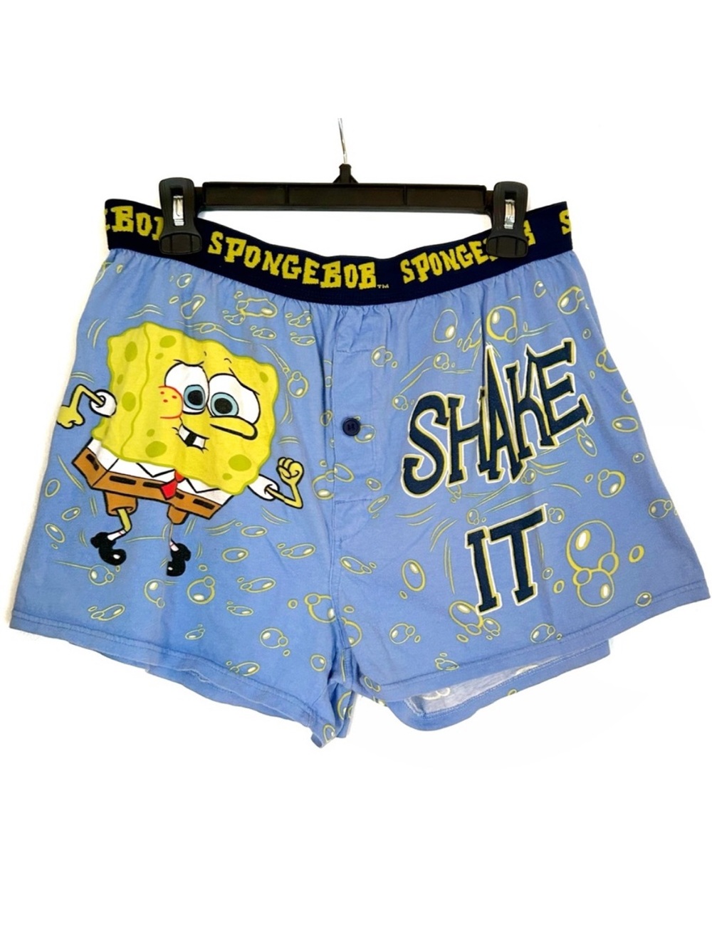 SpongeBob SquarePants Nickelodeon Boxer Shorts 2003 Y2K Blue Yellow 100% Cotton
